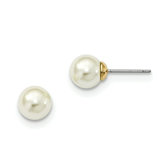 Gold-tone 8mm Simulated Pearl Post Earrings BF1281