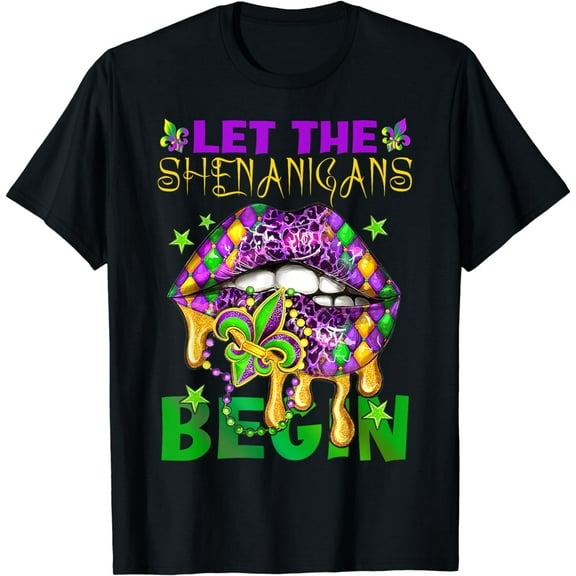 Let The Shenanigans Begin Mardi Gras Lips Kids Men Women T-Shirt