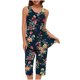 thumbnail image 1 of Conjunto de Verano para las Mujeres Casual Impreso sin Mangas Cuello Redondo Y Pantalones Recortados de Dos Piezas, 1 of 7