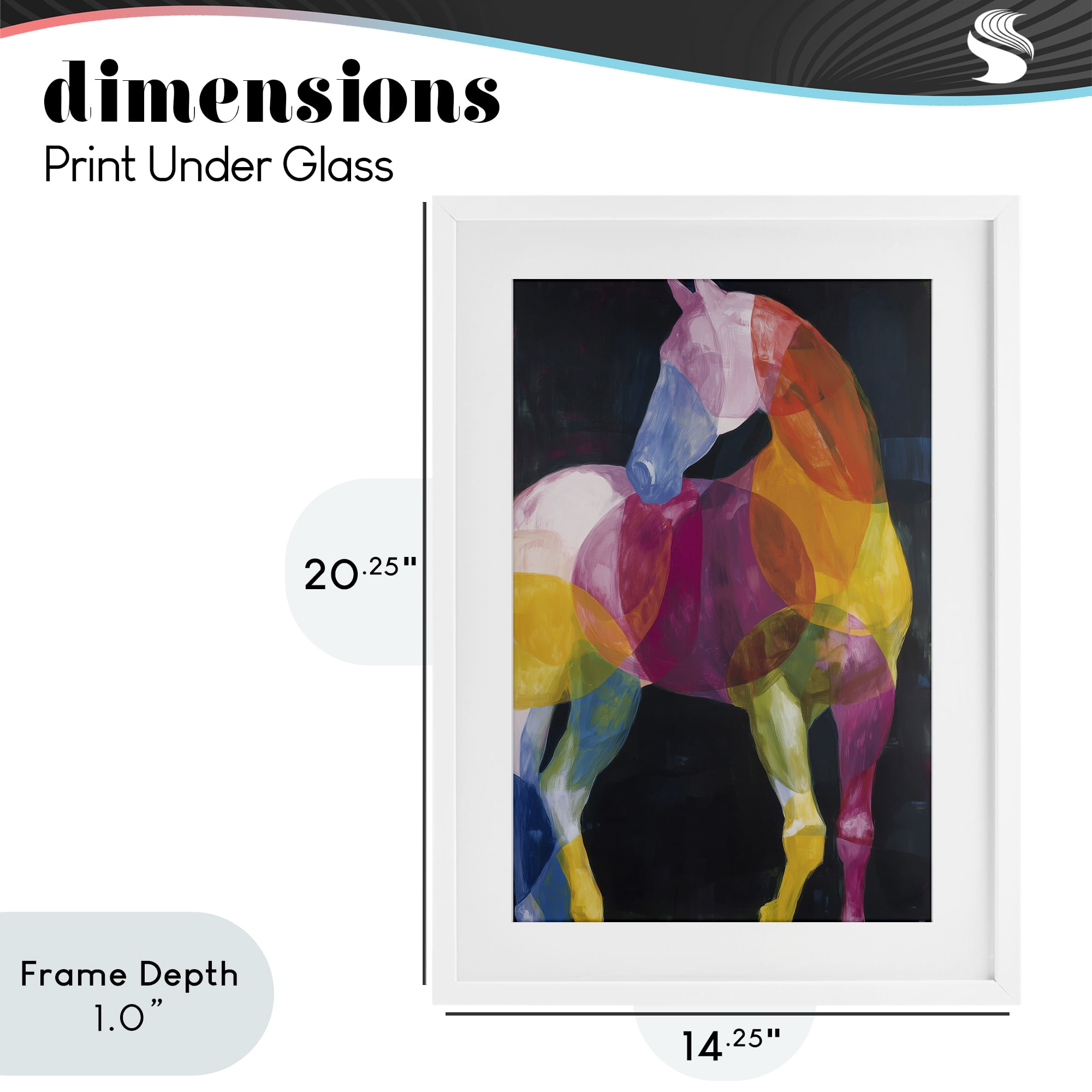 Stupell Industries Prism Horse Abstraction White Framed Print Under Glass, design by Chromatic Storm Studio