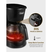 Gevi 4-Cup Compact Drip Coffee Maker with Reusable Filter & Warming Plate, Black