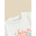 thumbnail image 4 of Bagilaanoe 2pcs Toddler Baby Girl Shorts Set Short Sleeve Letter Flower Print T Shirt Tops + Shorts 3M 6M 12M 18M 24M 3T Kids Casual Summer Clothes, 4 of 8