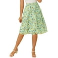 thumbnail image 1 of Unique Bargains Women's Floral Chiffon Elastic Waist Layer Ruffle Hem Midi Skirt, 1 of 8
