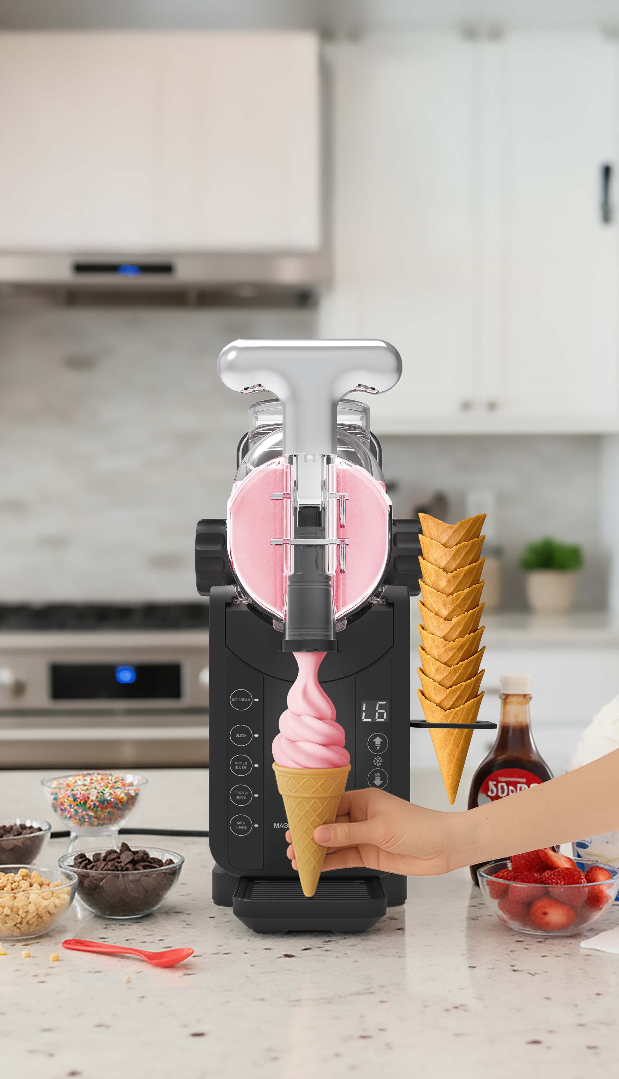Magnavox Home Ice Cream & Frozen Slush Drink Maker, Black