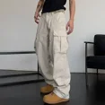 thumbnail image 3 of Pantalones Cargo para Hombre Pantalones Anchos Blancos Hombre Rectos Verano Apilados Spandex Harajuku Novedad en Techwear Algodón Moda Callejera Emo, 3 of 5