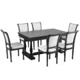 thumbnail image 5 of Atumon 7 Piece Dining Table Set, Wood Dining Room Set with 6 Cushioned Chairs, Dining Table Set for 6, Farmhouse Dining Table Set Furniture for Kitchen Dining Room, Brown, 5 of 10