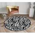 thumbnail image 1 of DEYOU Zebra Print Pattern Round Area Rugs Diameter 5 x 5ft Floor Carpet Mat for Living Dinning Room Bedroom Kitchen Hallway Office Decor, 1 of 5