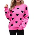 thumbnail image 1 of Pulls Imprimés pour Femmes! Fadeal Pull à Capuche Tricoté Col Rond Amour de la Saint-Valentin pour Femmes Rose Vif TG, 1 of 4
