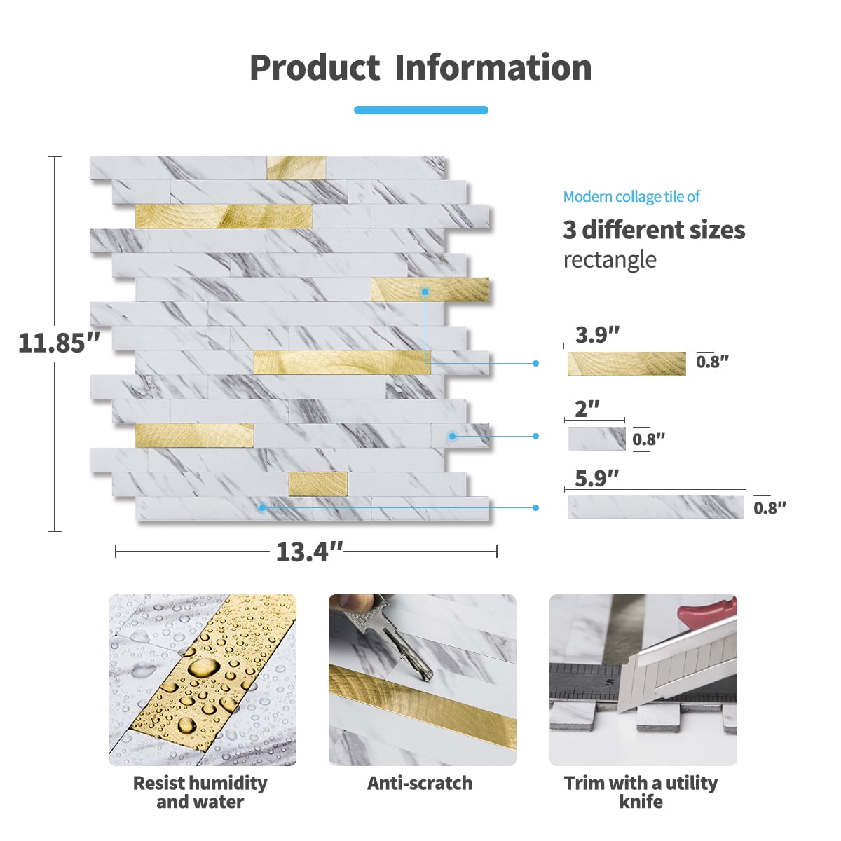 Art3d 10-Sheet 11.8''X13.4'' Peel and Stick Backsplash Marble Tone Tile for Kitchen,Bathroom,RV