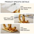 thumbnail image 3 of NYEESS 63" White Faux Marble Rectangular Dining Table for 6-8, Modern Style with Gold MDF Base and Metal Legs, Kitchen or Dining Room, 3 of 10