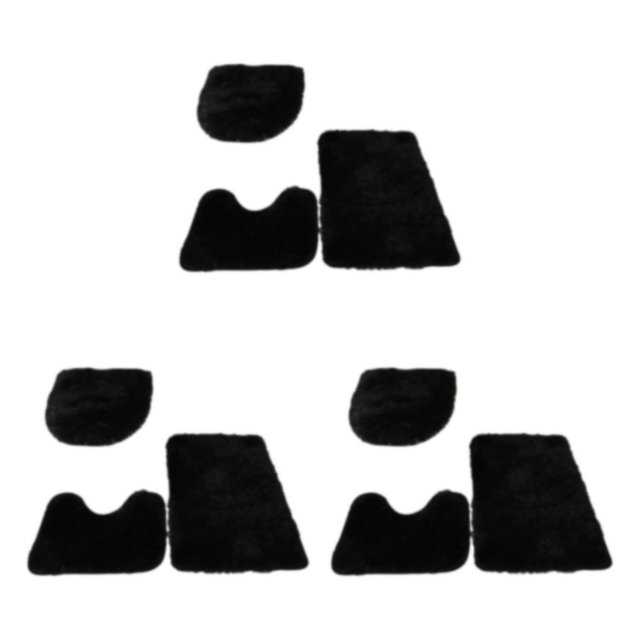 Transemion 1/2/3/5 3pieces Anti-slid Particles Rug Set Secure And for Slip-free Bathroom Mats For Black 3PCS
