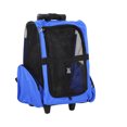 thumbnail image 1 of PawHut 2-in-1 Rolling Pet Carrier Backpack for Cats Dogs with Handle Blue, 1 of 9