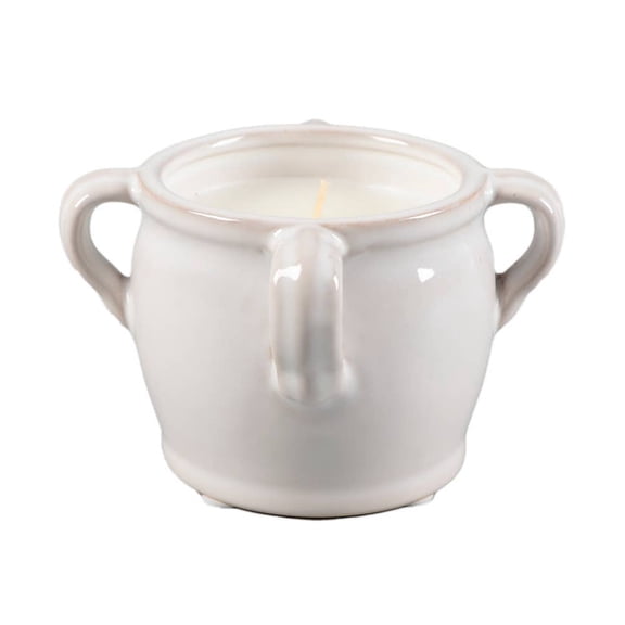 5.13" WH Ceramic Candle w Four Handles (8.5oz)-Sweet Citrus