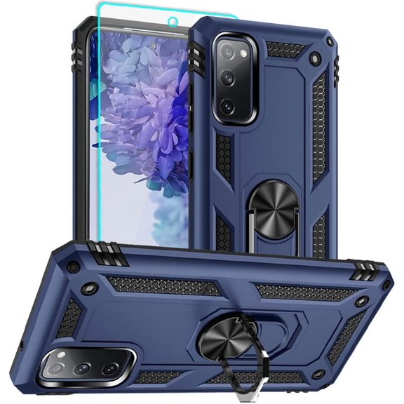 for Samsung Galaxy S20 FE Case, Samsung S20 FE Case with HD Screen Protector, [Military Grade 16ft. Drop Tested] Ring Shockproof Protective Phone Case for Samsung Galaxy S20 FE,Blue