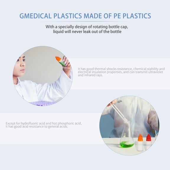 OUNONA 50Pcs Squeezable Dropper Bottles PE Transparent Containers for Medical Use