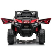 12V Atv Ride Ons for Boys, Electric Off-Road UTV with Front LED Lights and Horn, Kids UTV for 3-6 Years Girls Boys-Red