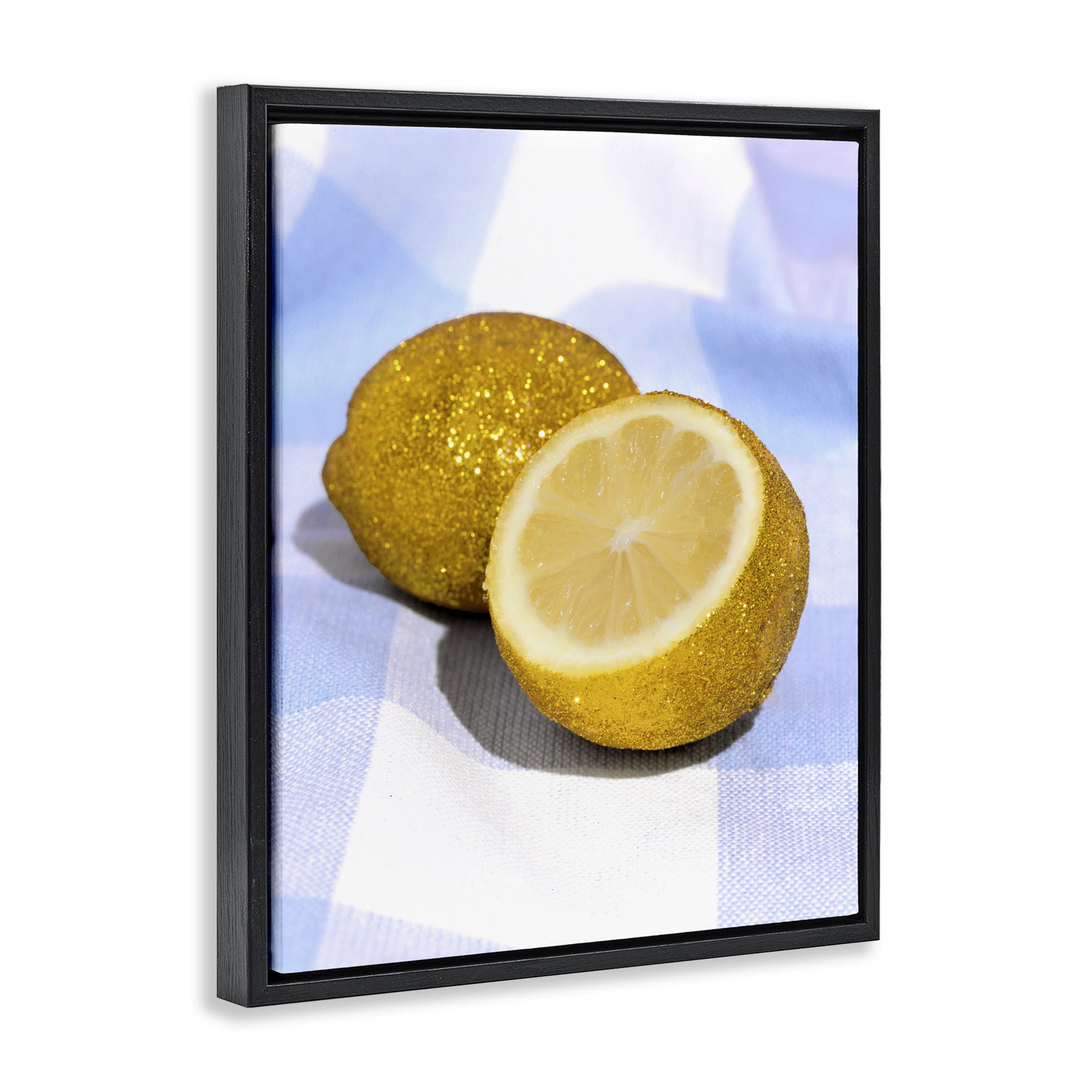 Stupell Industries Glimmer Lemon on Blue Black Framed Floater Canvas Wall Art, design by LISH Creative