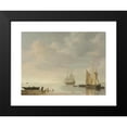 thumbnail image 2 of Simon de Vlieger 14x12 Black Modern Framed Museum Art Print Titled - Coastal Scene with Ships Resting on Calm Waters, 2 of 5