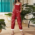 thumbnail image 5 of Fgvctg Womens Valentine's Day Jumpsuit Wide Leg Pant Fashion Overall Love Heart Print Sleeveless Spaghetti Straps Jumpsuit Rompers Bib Overalls Plus Size Sprimg Pants With Pockets Light Purple 3XL, 5 of 5