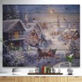 thumbnail image 2 of Designart 'Full Moon Christmas Evening with open sleigh and church' Print on Natural Pine Wood, 2 of 5