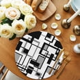 thumbnail image 2 of Black Grey Geometric Round 15 Inch Placemats Set of 4, Modern Abstract Art White HeatResistant Non Slip Place Mats for Dining Table, Wipeable Braided Kitchen Table Mats for Housewarming, 2 of 9