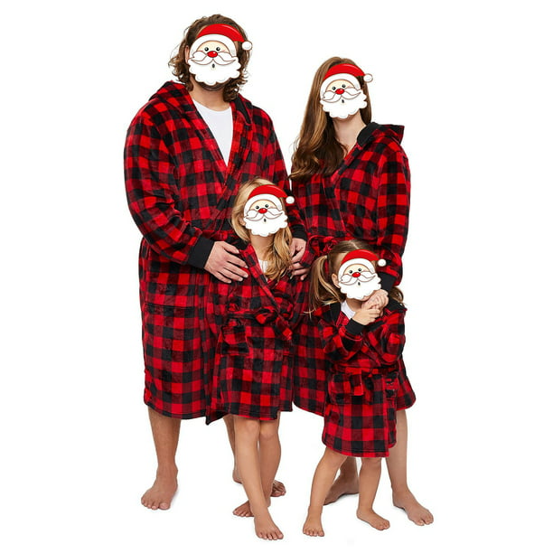 Aunavey Flannel Spa Robe Family Pajamas Matching Sets for Women Men ...