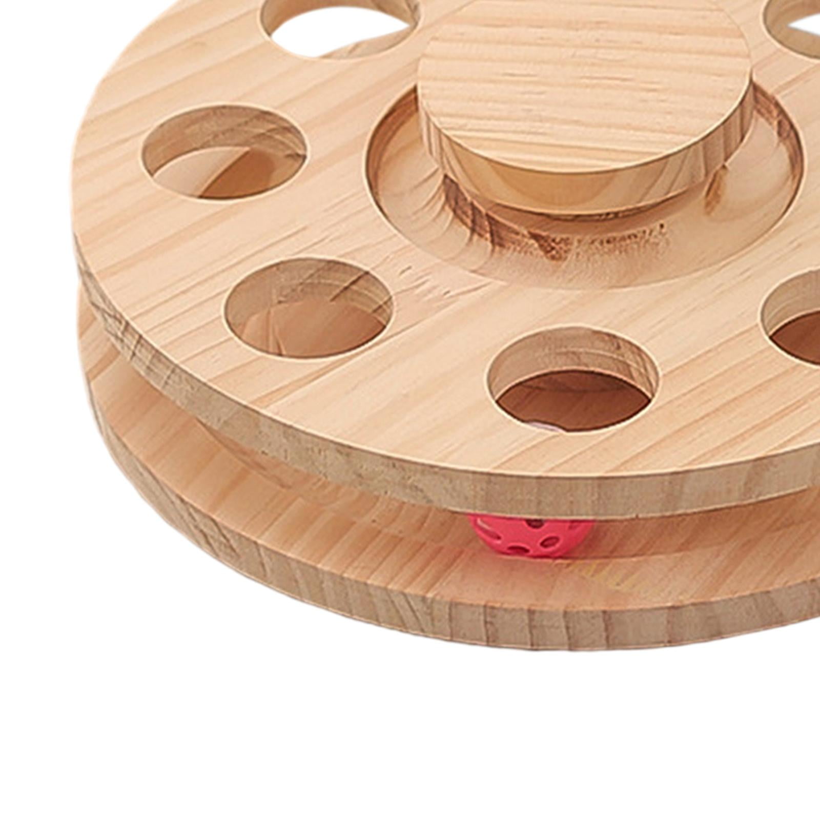 Bvdfgk Interactive Cats Toy Wooden Solid Wood Safe Scratch Board Scratcher Ball Toy for Indoor Training Activity Exercise Kitten Cats S