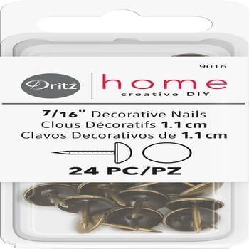 Dritz Home 7/16" Decorative Nails Antique Brass Smooth Head, 24 Piece