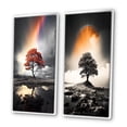 thumbnail image 3 of Designart "Orange Tree Rainbow delicate Radiance" Rainbow Framed Wall Art Set Of 2 - Grey Landscapes Gallery Wall Frame Set For Home Decor, 3 of 7