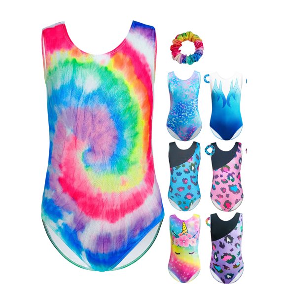 Toddler Leotard Gymnastics Sleeveless, Sparkly Athletic Dance Leotards for Girls Kids Teens 3-12 Years