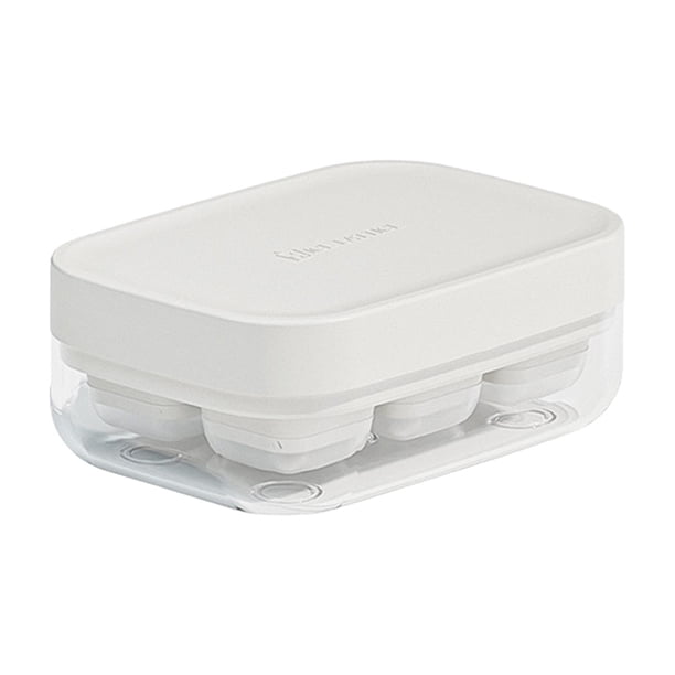 Bandeja para cubitos de hielo con tapa y recipiente para ahorrar espacio. Máquinas para hacer bolas de hielo portátiles de fácil liberación. 6 rejillas Blanco
