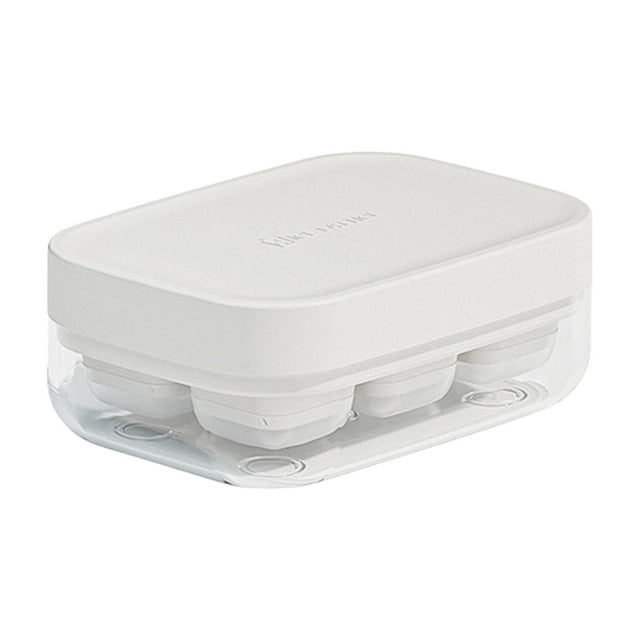 GUOOL Freezer Ice Tray with Lid and Bin Kitchen Gadget Portable Multipurpose Ice Molds 6 grids White
