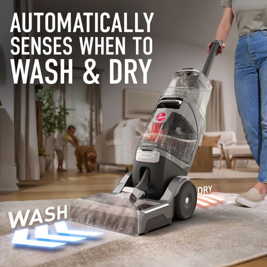 Hoover SmartWash Pet XL, Upright Carpet Cleaner Machine, for Carpet, Rugs, Upholstery, and Stairs, Fast Drying, Deep Clean, Self Cleaning, FH62010V