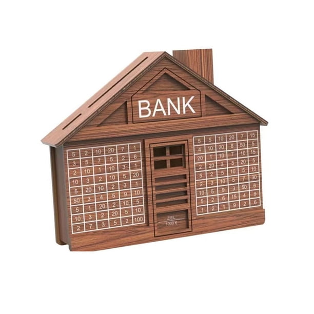 Clearance Wooden House Quality Counter Money Storage Jar, Wooden Handicrafts