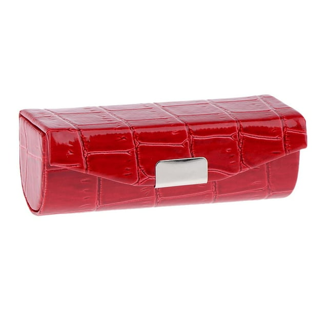 Étui en Cuir PU avec Miroir pour Portefeuille Bouton Pression U., Rouge, comme Décrit