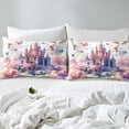 thumbnail image 3 of Erosebridal Girly Pink Castle Comforter Cover Queen, Fairy Tale Bedding Queen Size, Princess Style Decor, Reversible, 3 of 7