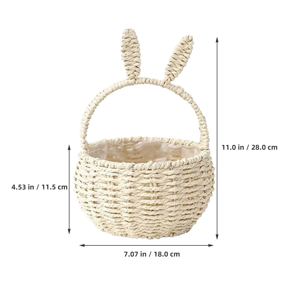 SEWCHICS Adorable Bunny Flower Basket Beige 1Set Perfect For Easter Egg Collecting