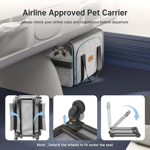 Expandable Rolling  with Wheels, Airline Approved Travel Dog Crate for Hiking, Camping & Daily Use