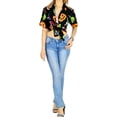 thumbnail image 5 of HAPPY BAY Women's Beach Hawaiian Blouse Shirt Spooky Pumpkin Print Tops Short Sleeve Button Down Holiday Party Halloween Costumes Shirts for Women S Smokey Devil Skulls, 5 of 5