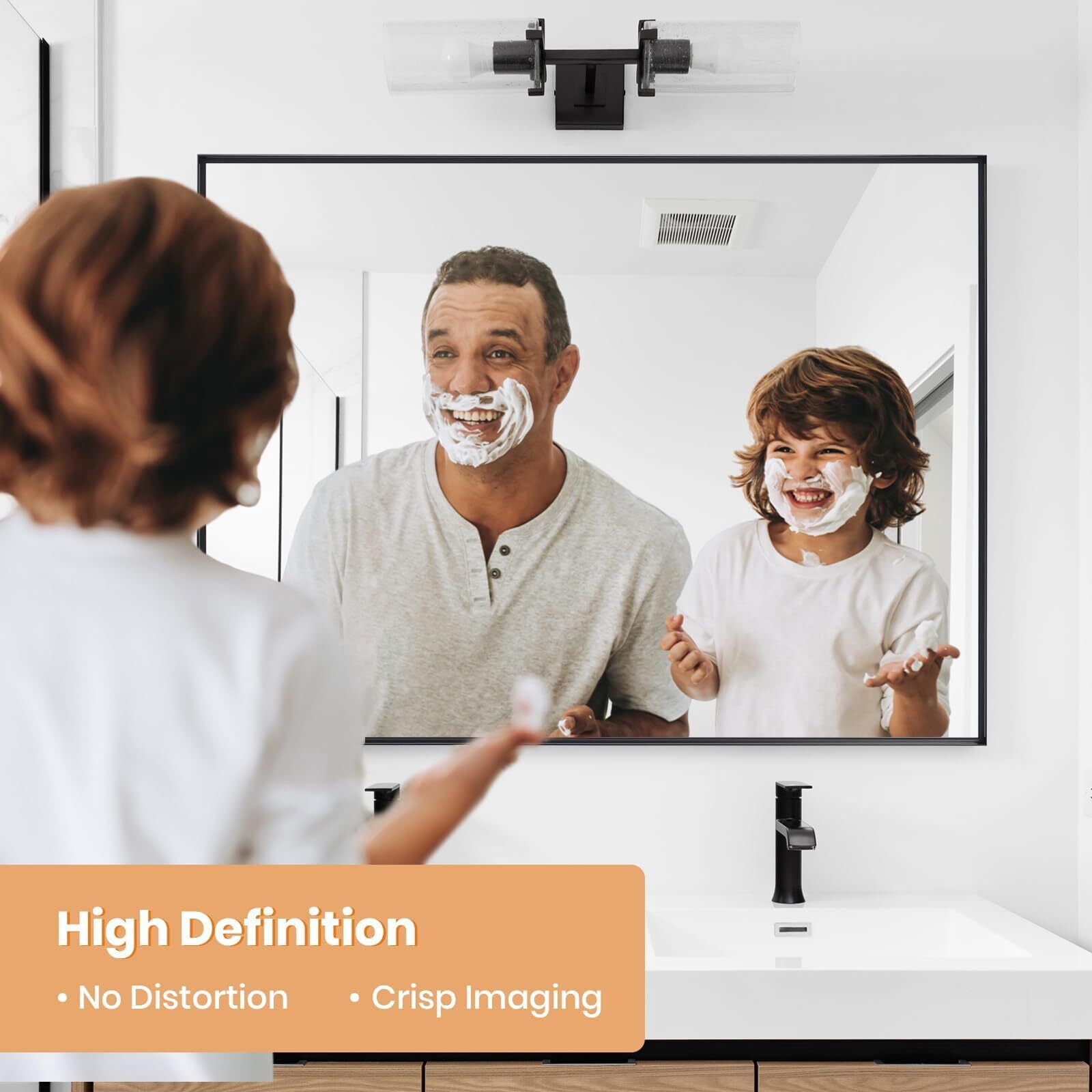 Lumora 24.25"x 36" Rectangle Bathroom Mirror Deep-Framed Wall-mounted Mirror, Black