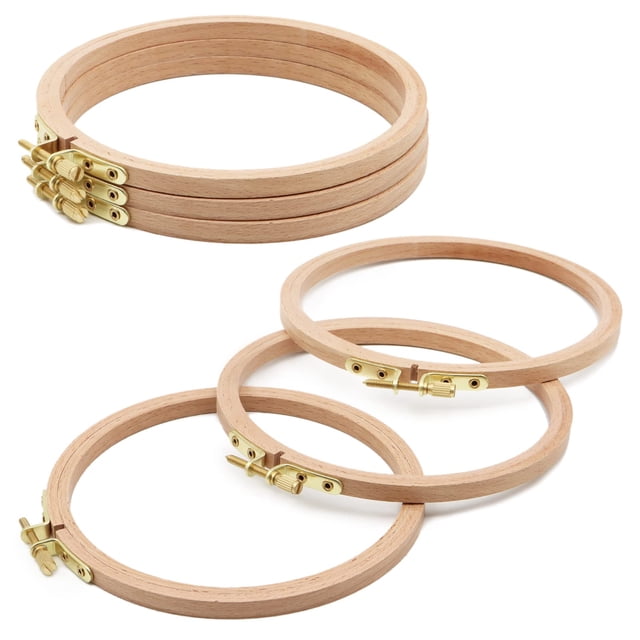 Aros para bordar ZOCONE, aro circular de madera de haya, 15 cm, 6 unidades