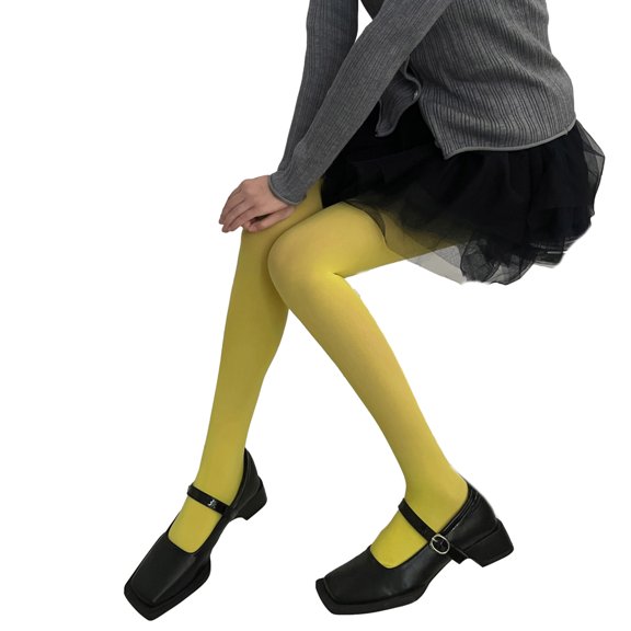 Semi Opaque Footed Tights Women Solid Color Pantyhose Control Top Tights Thigh High Socks High Waist Pantyhose Hosiery