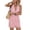 Pink, variant on Womens V Neck Sleeveless Striped Short Jumpsuit Crisscross Wrap Summer Romper