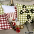 thumbnail image 4 of Holiday Decorative Throw Pillow cover, 16"x16" Green Cotton Cushion Cover, Country & Farmhouse Checkered Christmas Decor Pillow Cover For Sofa Couch, Hotels, living Room, Bed Room - Mistle Bliss, 4 of 8