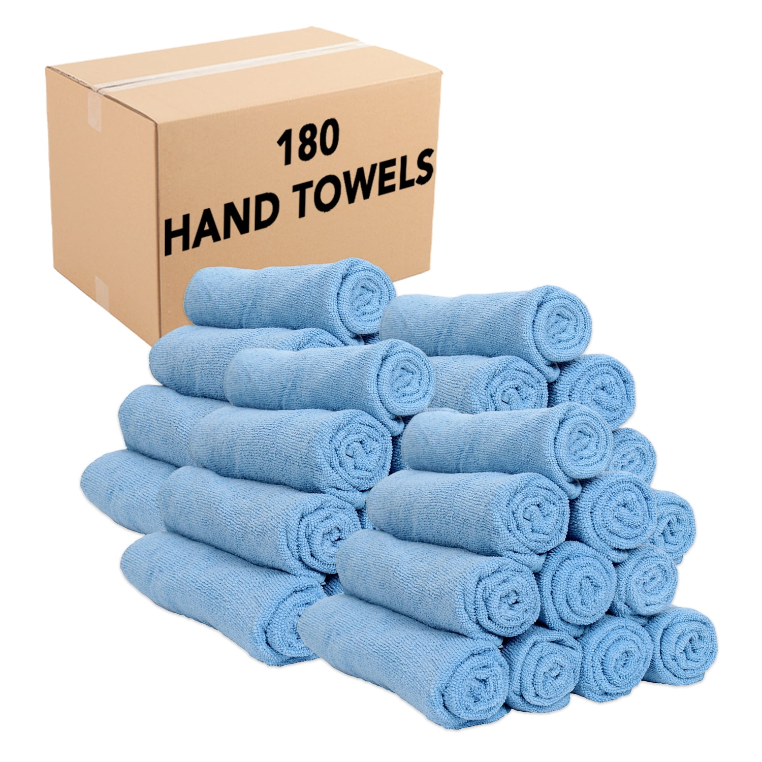 Arkwright Microfiber Hand Towels (Bulk Case of 180), 15x24, Blue