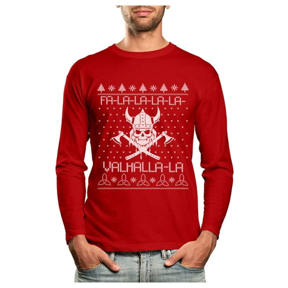 Tstars Mens Ugly Christmas Sweater Viking Nordic God Valahalla Mythology Christmas Gift Funny Humor Holiday Shirts Xmas Party Christmas Gifts for Him Long Sleeve T Shirt Ugly Xmas Sweater