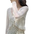 thumbnail image 4 of Top corto con lazo en la parte delantera, blusa elegante con ribete de volantes, encaje suave, manga larga, blusa con lazo en la parte delantera para verano, 4 of 8