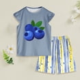 thumbnail image 2 of OYXSER Toddler Girls Outfits Fruit Print Short Sleeve T-Shirt Tops & Shorts Sets 2Pcs Clothes Set, Blue 1-2T, 2 of 5