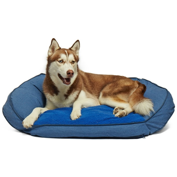 Precious Tails Curved Orthopedic Memory Foam Herringbone Canvas Sofa