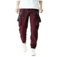 thumbnail image 3 of Mens Fashion Baggy Sweatpants Lightweight Workout Cargo Sweatpants Athletic Pants Open Bottom Joggers with Pockets Solid Color Bag Corset Foot Pants Fitness Pants, 3 of 3